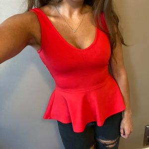 Red peplum shirt!